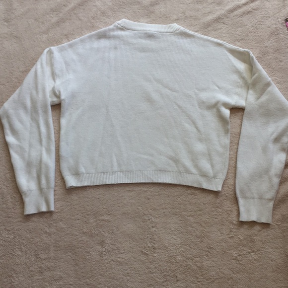 Garage white knit boxy crew neck sweater - Picture 4 of 4